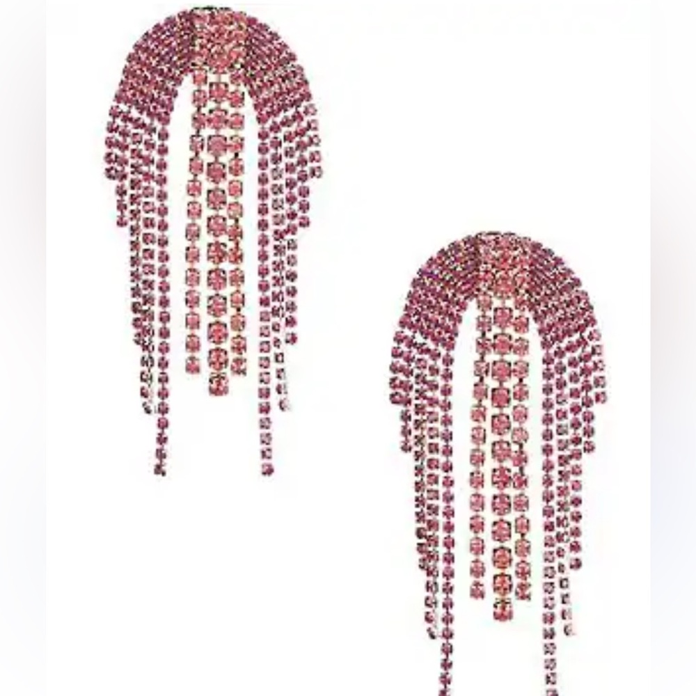 Anna & Ava Pink Stone Curve Chandelier Earrings
